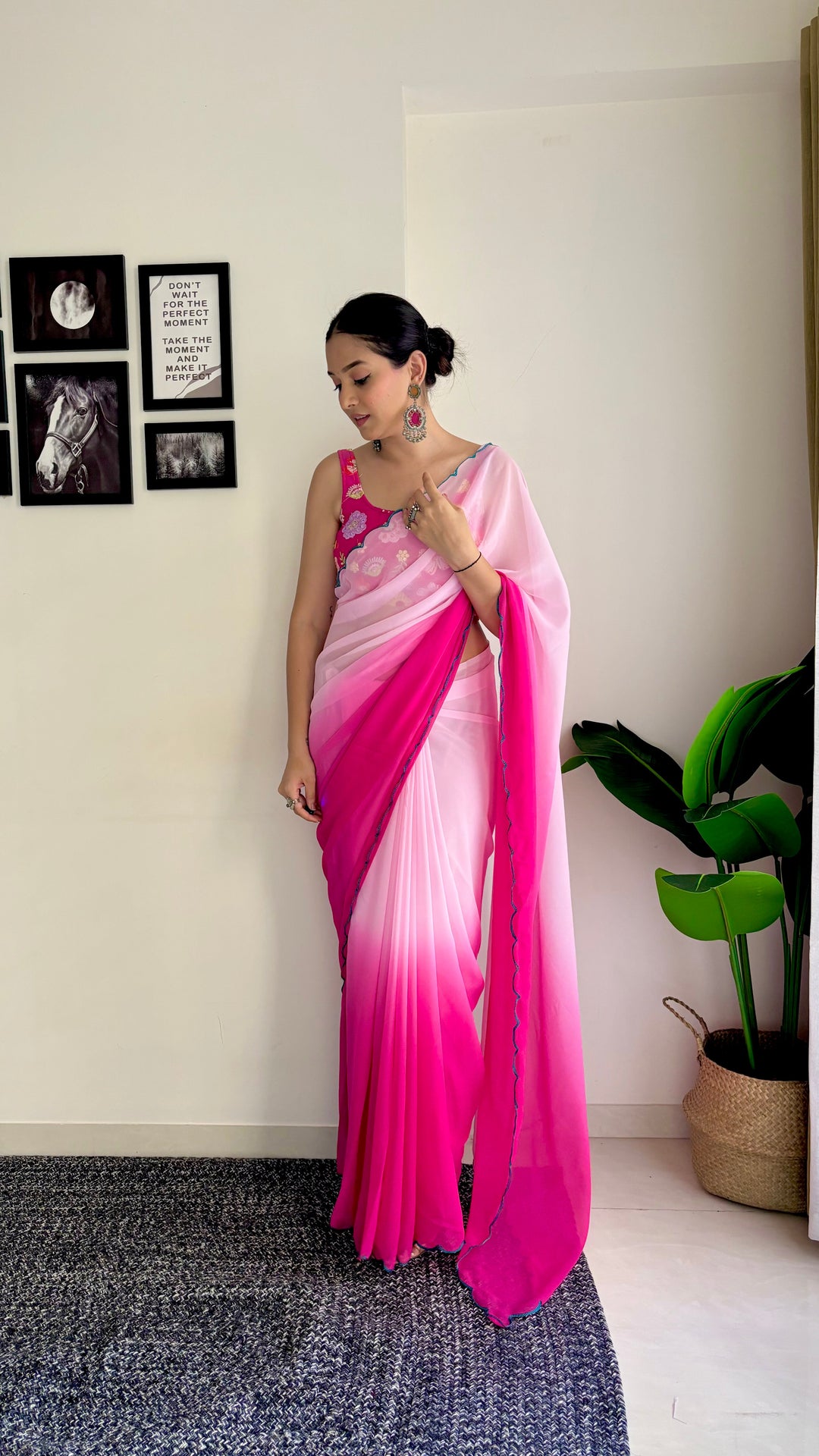 Elegant Faux-Georgette Saree | Heavy Embroidery & Sequins for Special Events