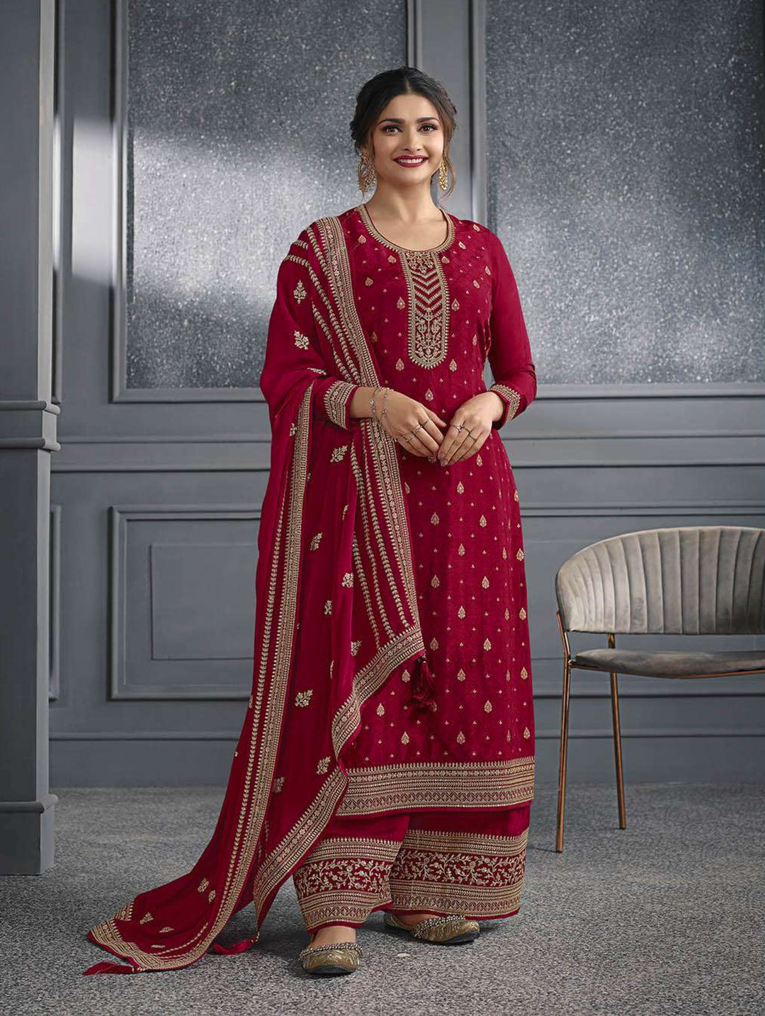 Elegant Embroidered Palazzo Set for Women | Premium Fabric Design