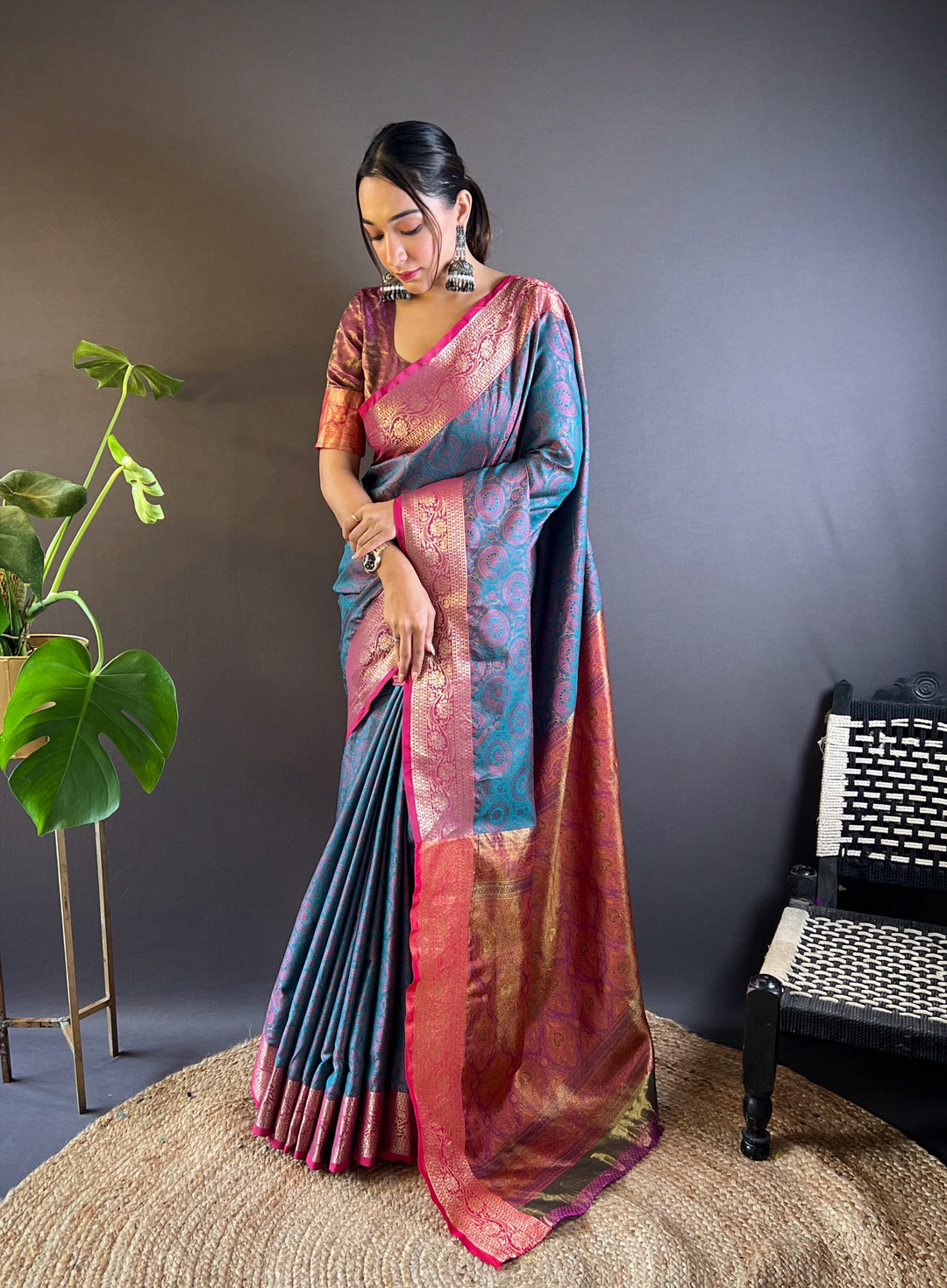 Elegant Zari-Weaved Silk Saree | Perfect for Weddings & Festive Events