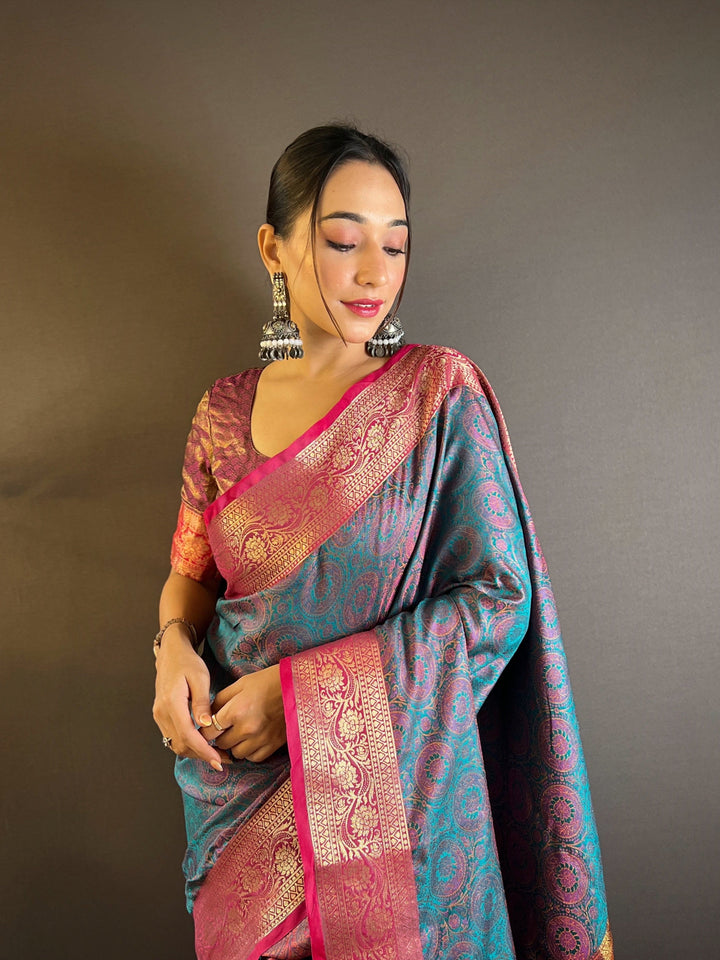 Elegant Zari-Weaved Silk Saree | Perfect for Weddings & Festive Events