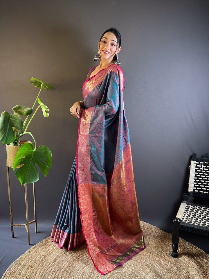 Elegant Zari-Weaved Silk Saree | Perfect for Weddings & Festive Events