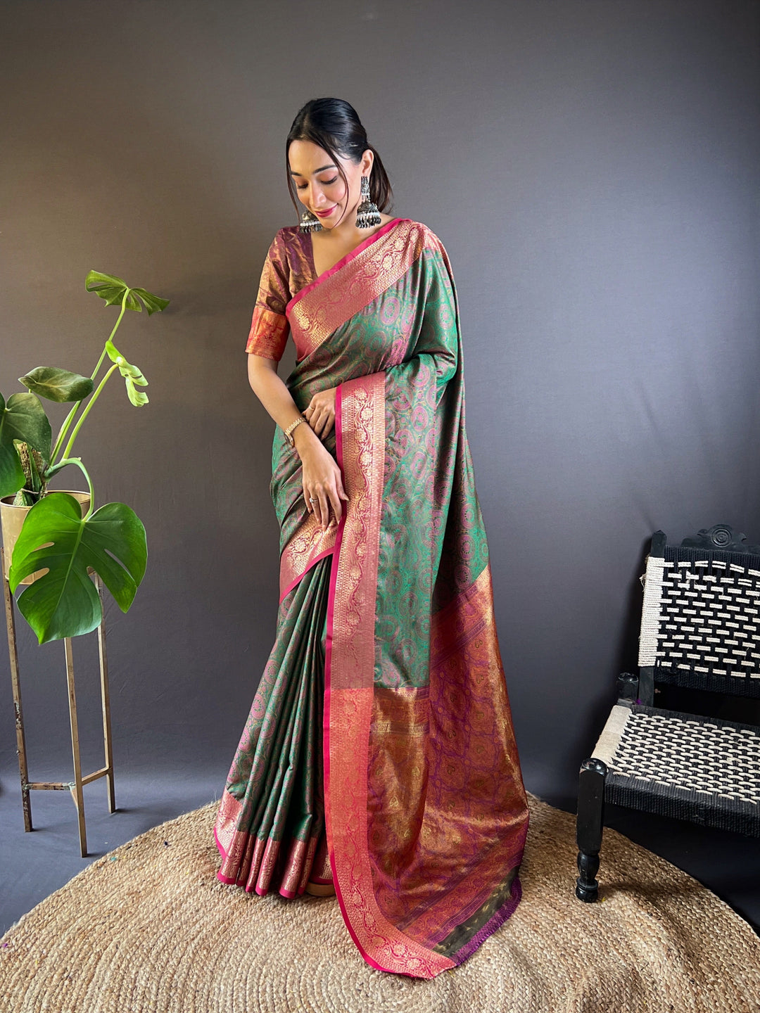 Elegant Zari-Weaved Silk Saree | Perfect for Weddings & Festive Events