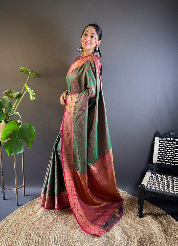 Elegant Zari-Weaved Silk Saree | Perfect for Weddings & Festive Events