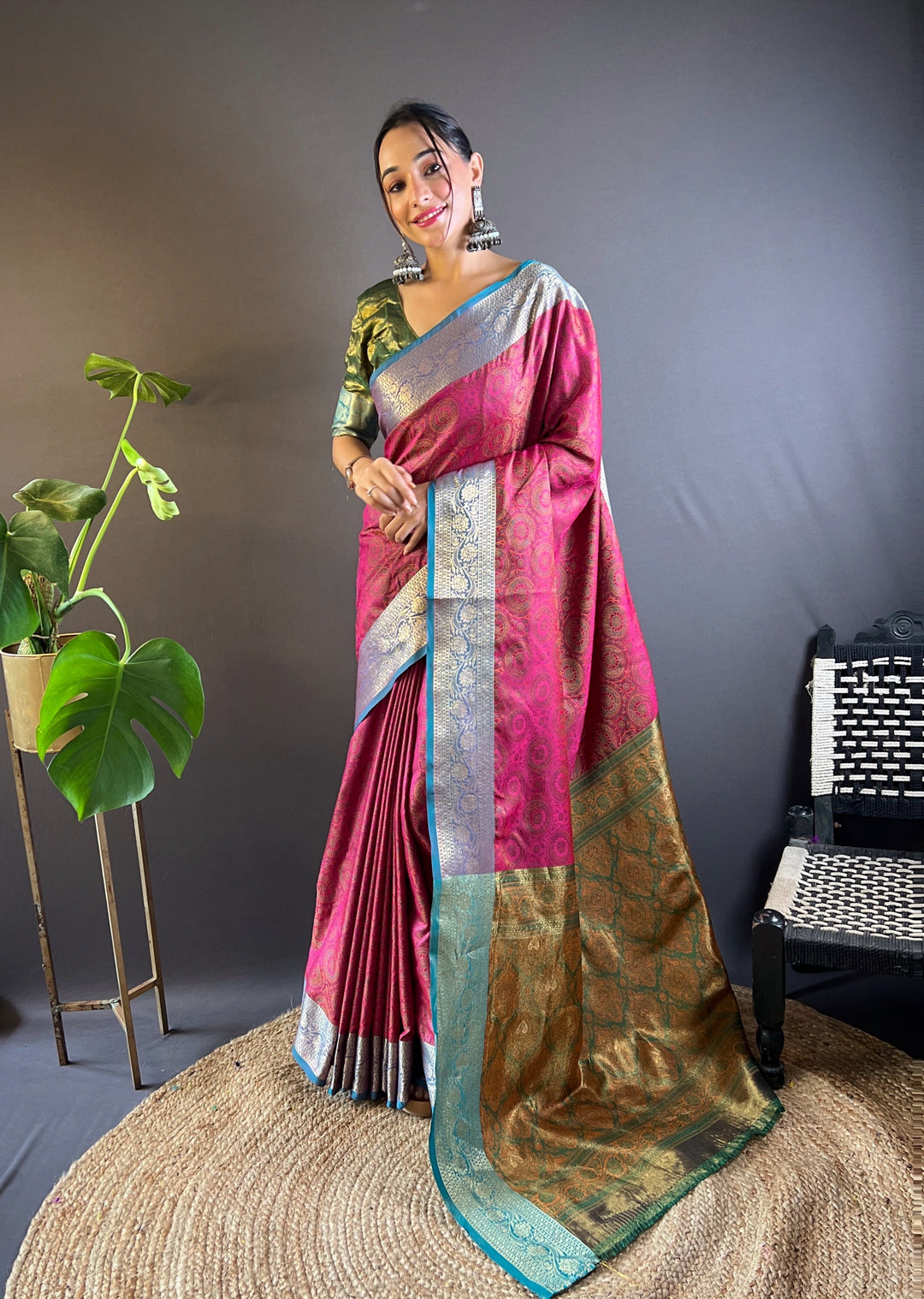 Elegant Zari-Weaved Silk Saree | Perfect for Weddings & Festive Events