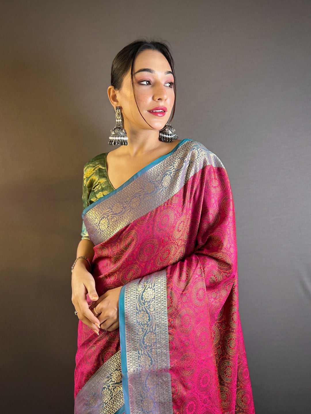 Elegant Zari-Weaved Silk Saree | Perfect for Weddings & Festive Events