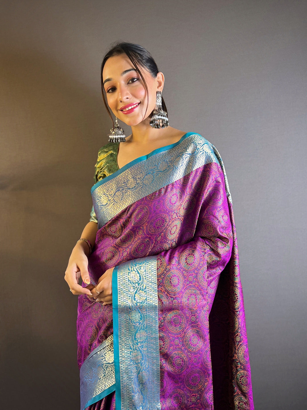 Elegant Zari-Weaved Silk Saree | Perfect for Weddings & Festive Events