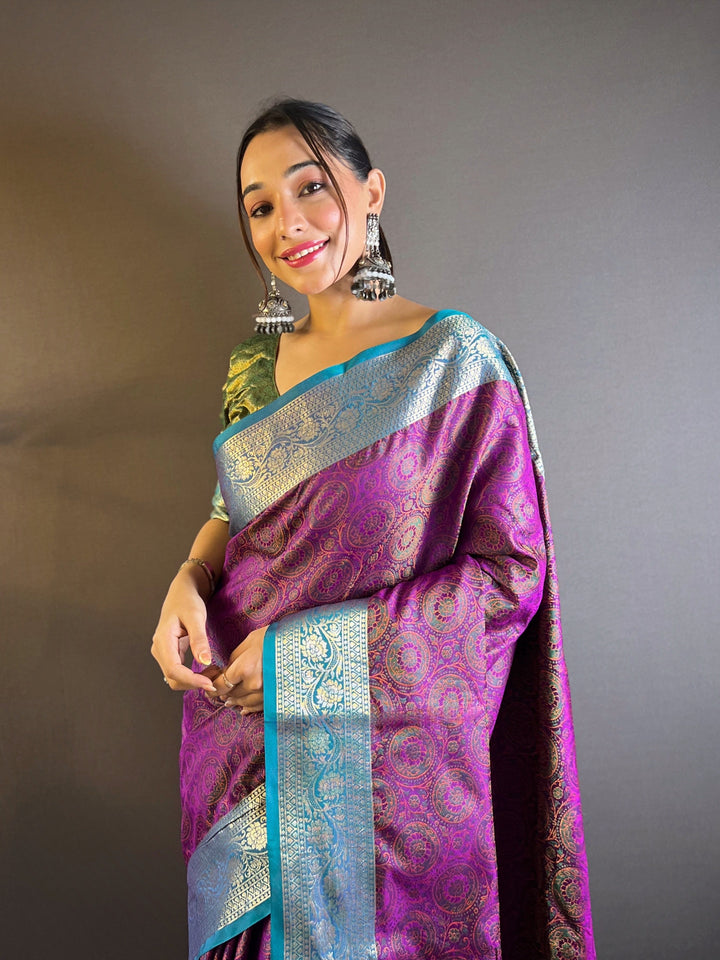 Elegant Zari-Weaved Silk Saree | Perfect for Weddings & Festive Events