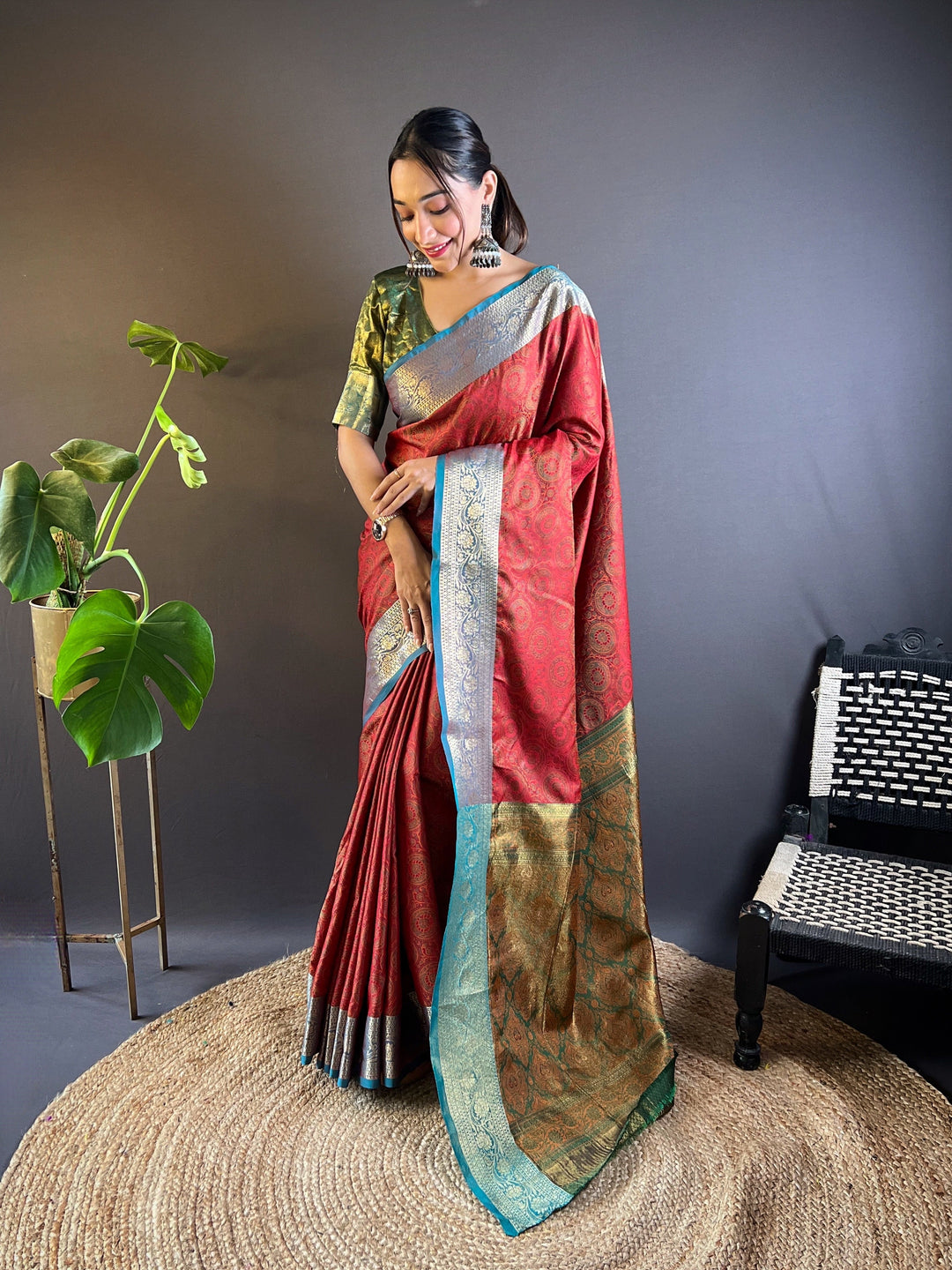 Elegant Zari-Weaved Silk Saree | Perfect for Weddings & Festive Events