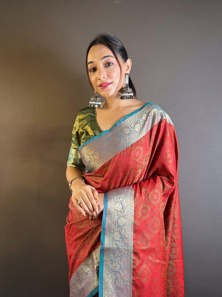 Elegant Zari-Weaved Silk Saree | Perfect for Weddings & Festive Events