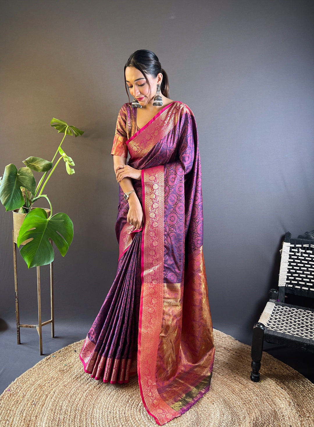 Elegant Zari-Weaved Silk Saree | Perfect for Weddings & Festive Events