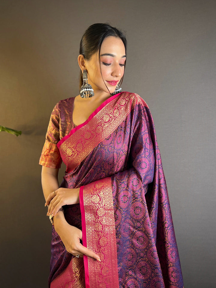 Elegant Zari-Weaved Silk Saree | Perfect for Weddings & Festive Events