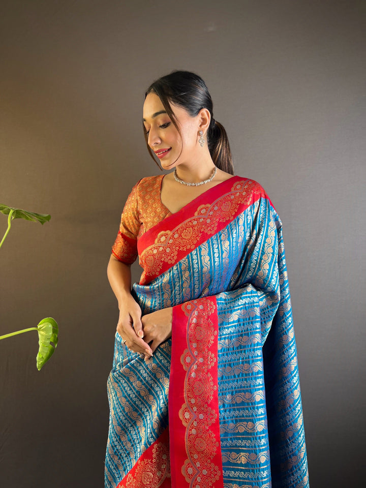 Elegant Soft-Silk Saree | Zari-Weaving for Special Events & Weddings