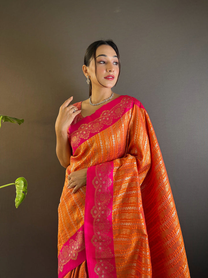 Elegant Soft-Silk Saree | Zari-Weaving for Special Events & Weddings