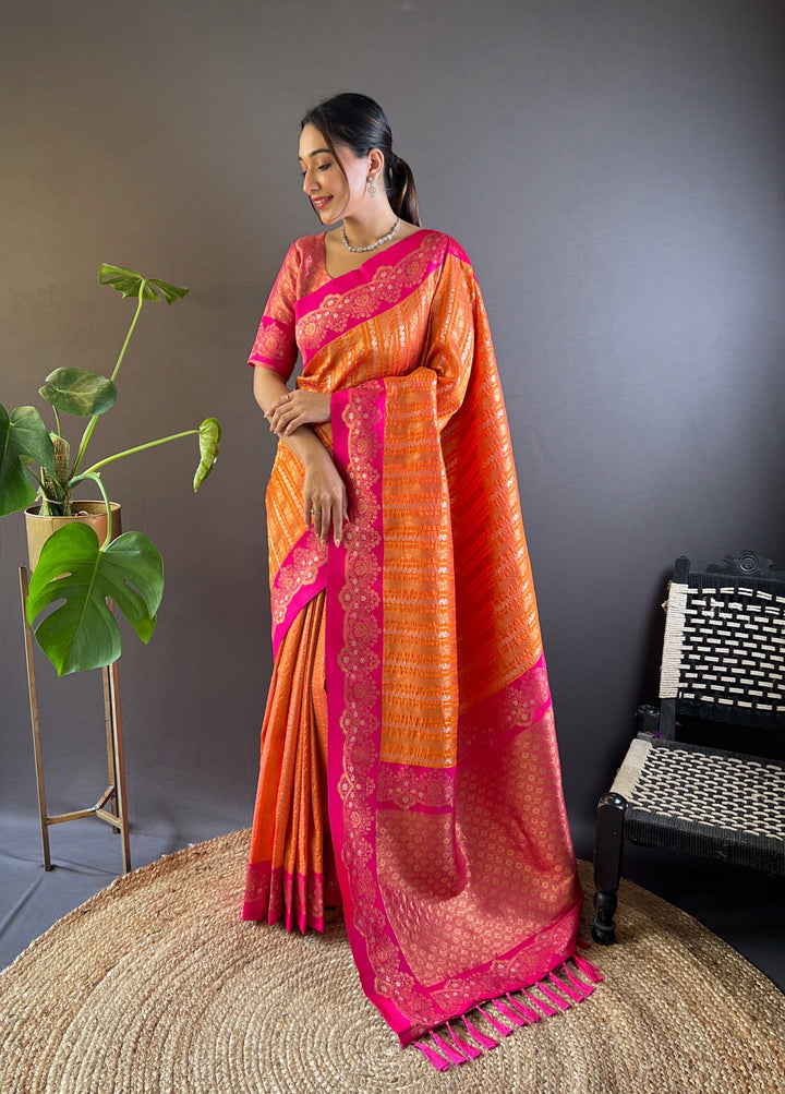 Elegant Soft-Silk Saree | Zari-Weaving for Special Events & Weddings