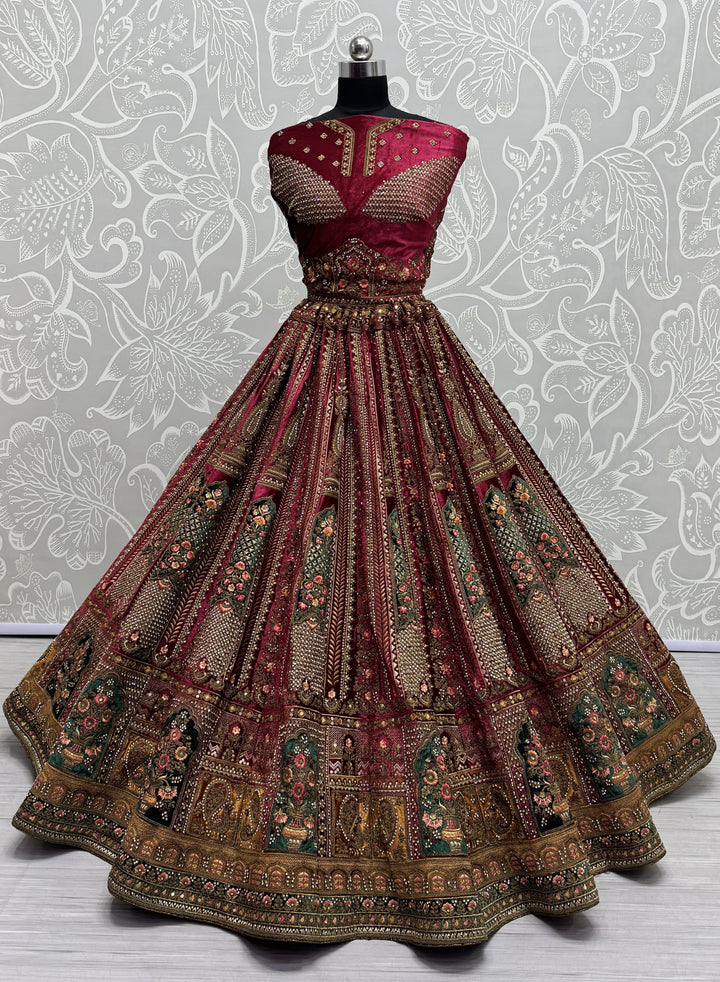 Exquisite Velvet Lehenga | Multi-Thread Embroidery & Sequence Detailing