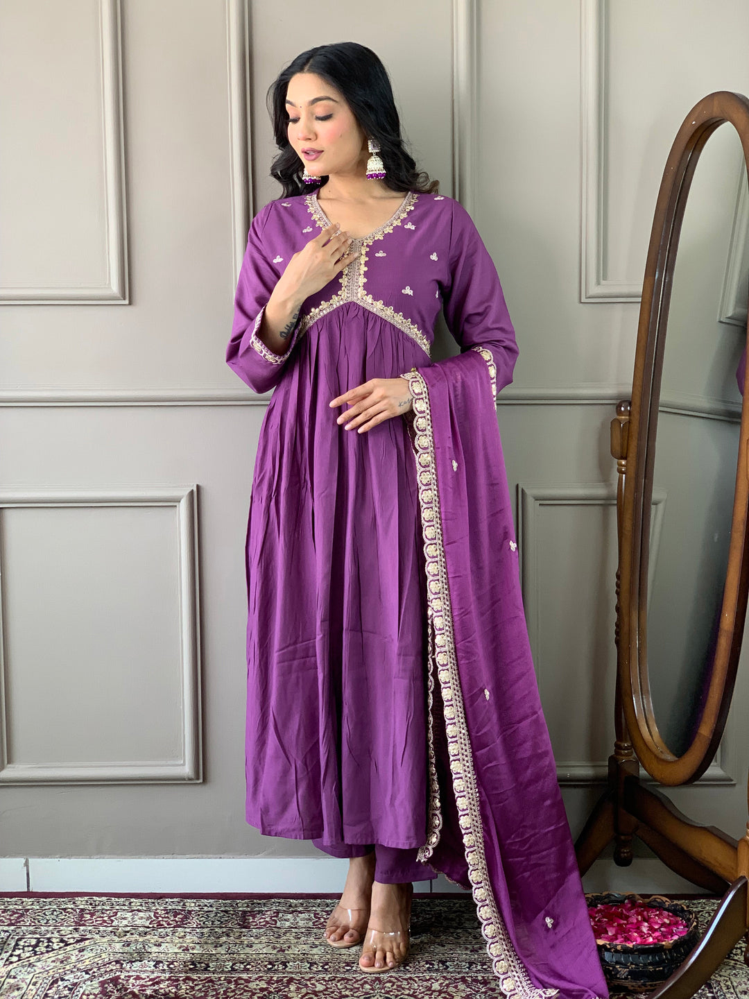 Purple BSY Viscose Salwar Kameez for Women | Elegant Traditional Ethnic Wear