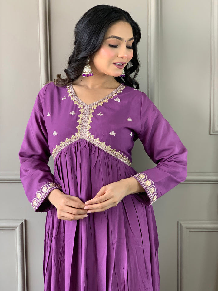 Purple BSY Viscose Salwar Kameez for Women | Elegant Traditional Ethnic Wear