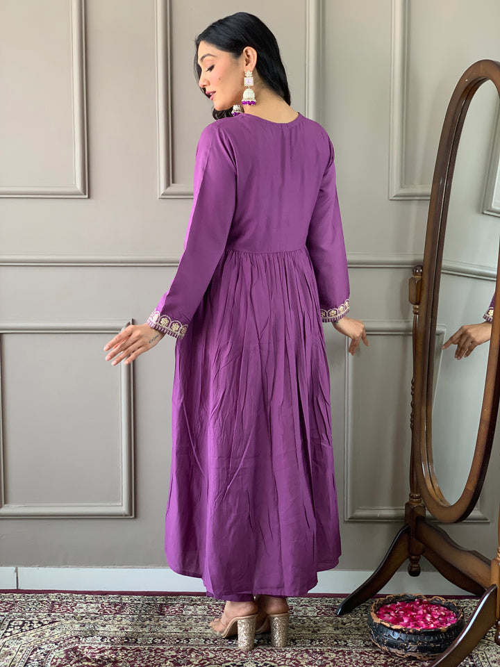 Purple BSY Viscose Salwar Kameez for Women | Elegant Traditional Ethnic Wear