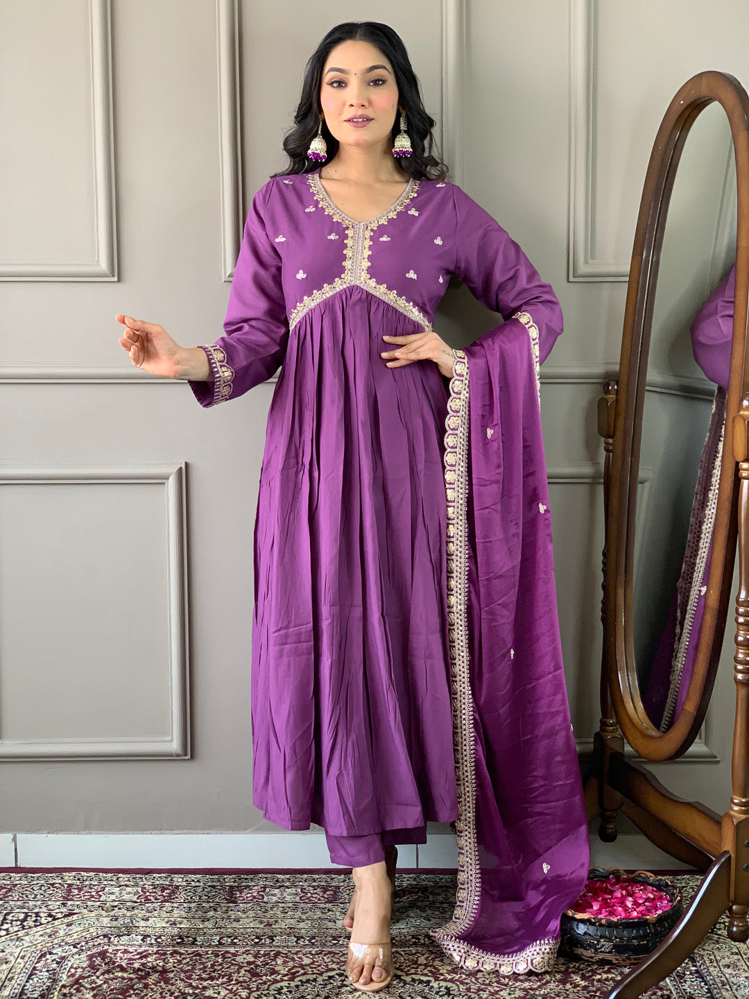 Purple BSY Viscose Salwar Kameez for Women | Elegant Traditional Ethnic Wear