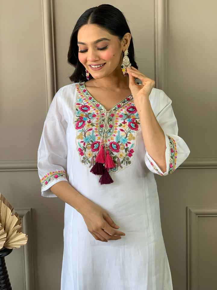 Off White Chanderi Salwar Kameez for Women | Elegant Traditional Ethnic Wear