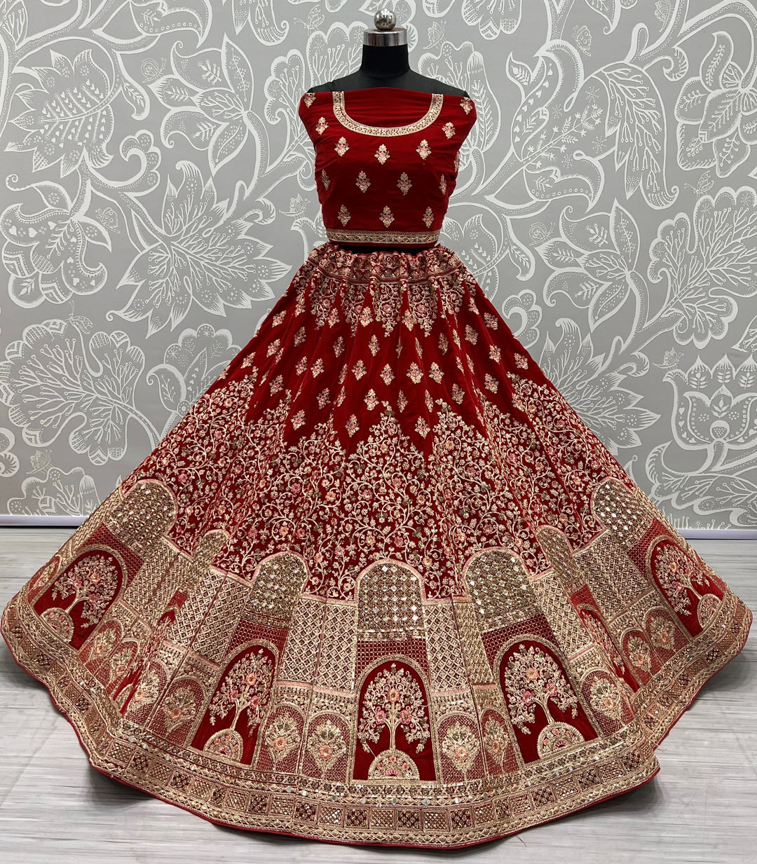 Velvet Mirror Work Lehenga | Elegant Bridal Wear for Weddings & Events