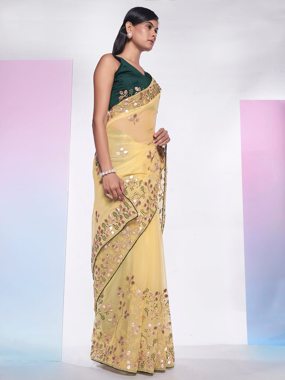 Simmar Saree with Gotta Embroidery | Banarasi Silk for Weddings & Festivities