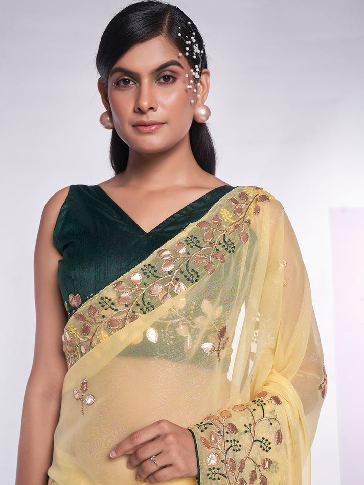 Simmar Saree with Gotta Embroidery | Banarasi Silk for Weddings & Festivities