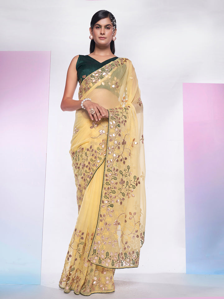 Simmar Saree with Gotta Embroidery | Banarasi Silk for Weddings & Festivities