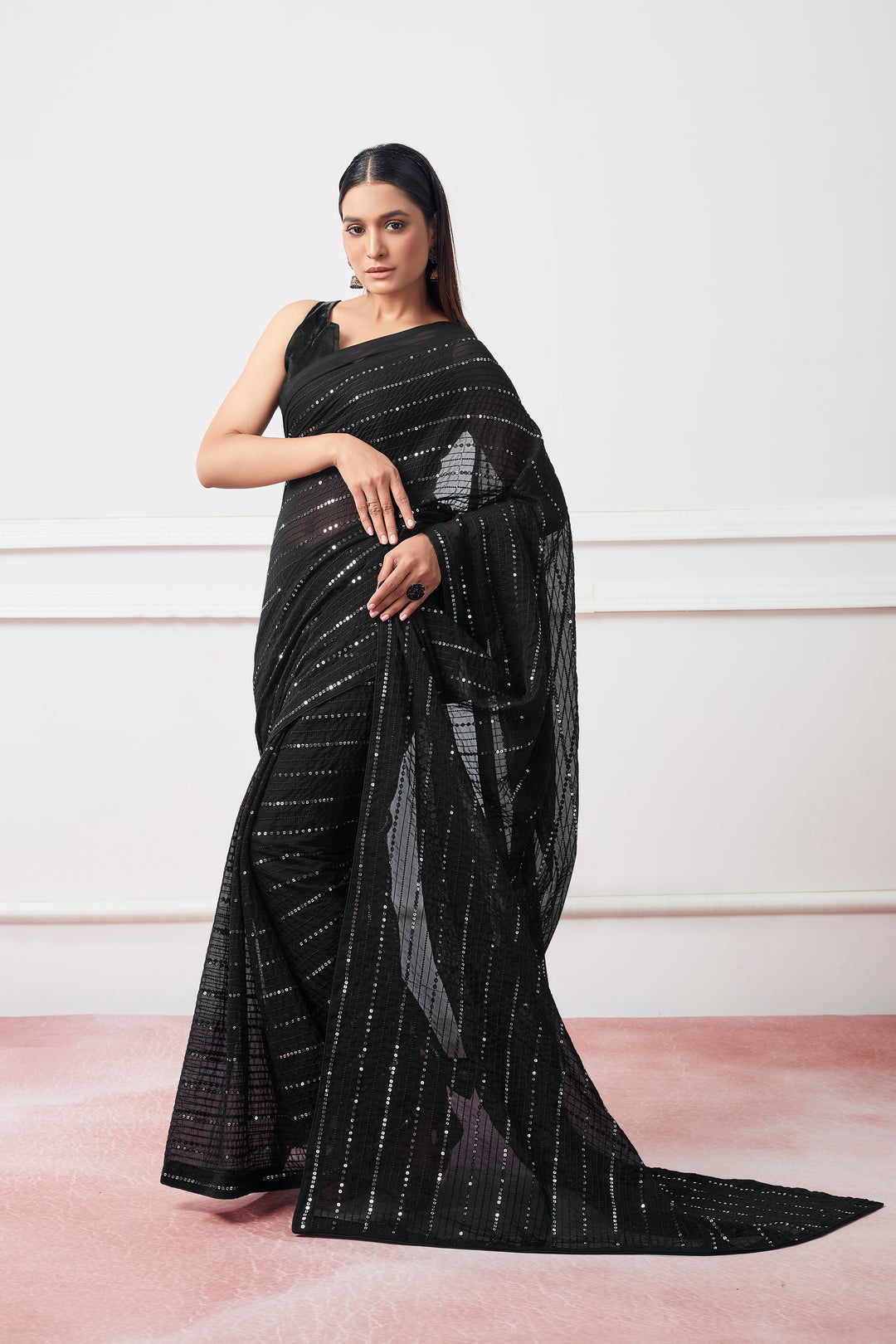 Elegant Georgette Saree with Banarasi Silk | Embroidered for Special Events