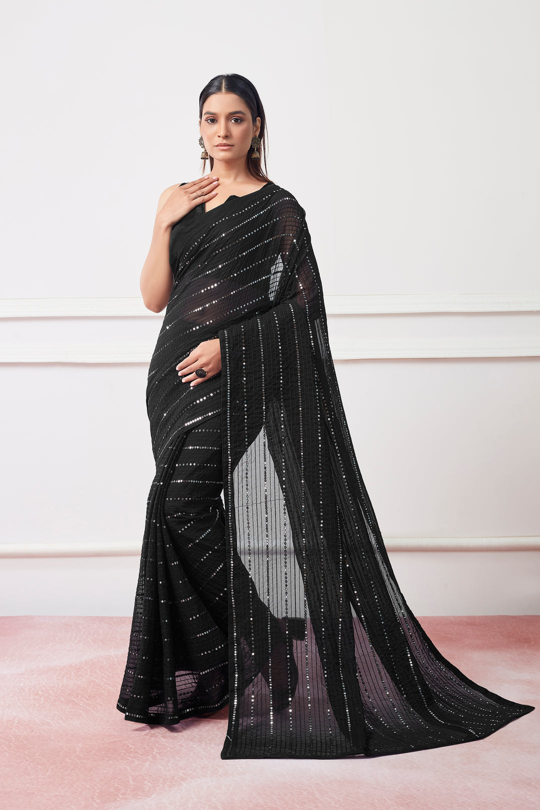 Elegant Georgette Saree with Banarasi Silk | Embroidered for Special Events