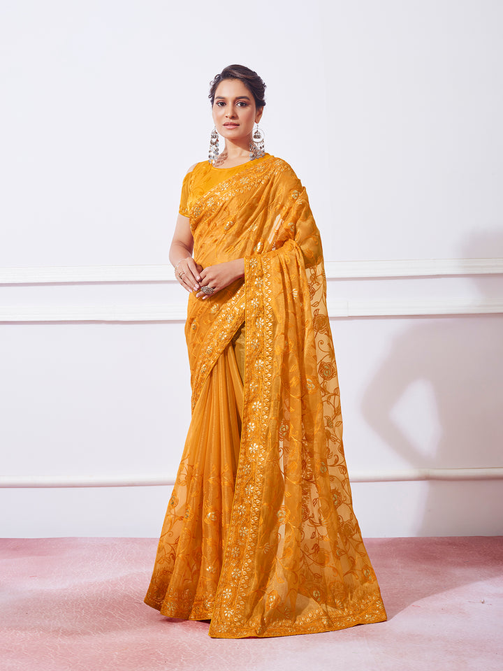 Designer Banarasi-Silk Saree with Thread Embroidery for Special Events | Elegant Traditional Attire