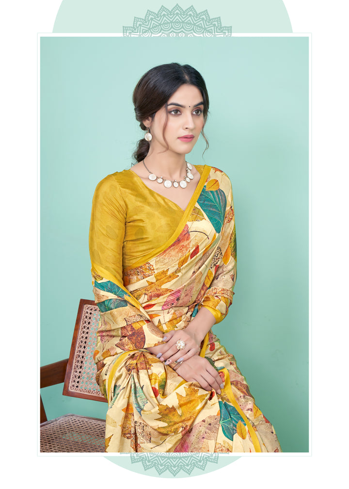 Multi Crepe Soft Silk Saree | Designer Digital Printed