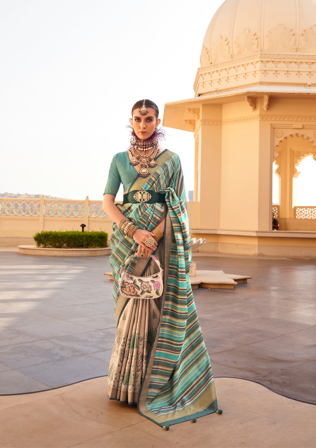 Charming Sea Green V P Silk Saree with Sea Green Blouse | Unmatched Beauty for Grand Occasions