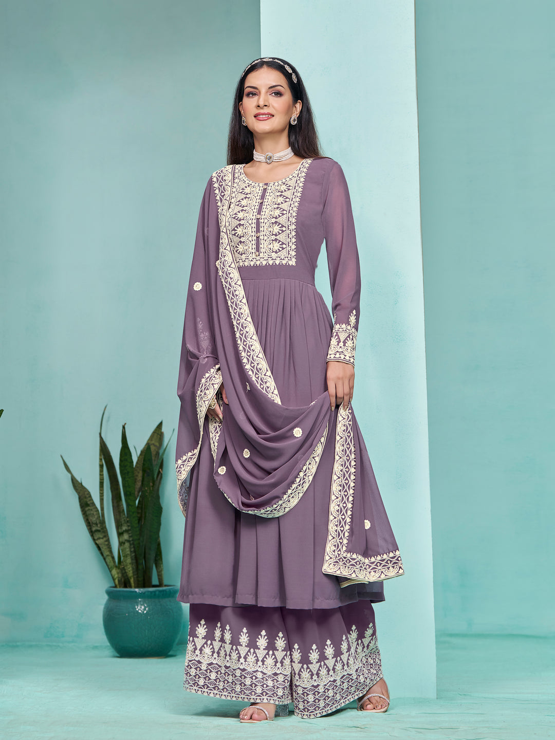 Faux Georgette Palazzo for Women | Stylish & Comfortable Ethnic Wear