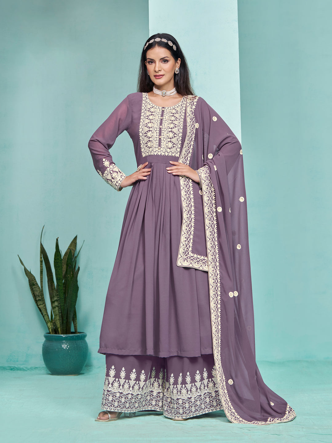 Faux Georgette Palazzo for Women | Stylish & Comfortable Ethnic Wear