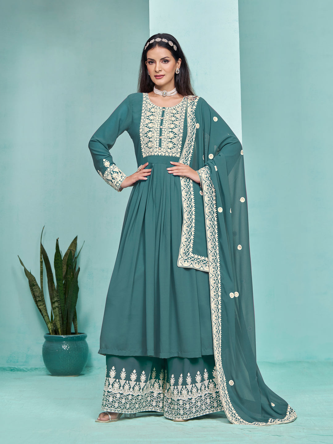 Faux Georgette Palazzo for Women | Stylish & Comfortable Ethnic Wear