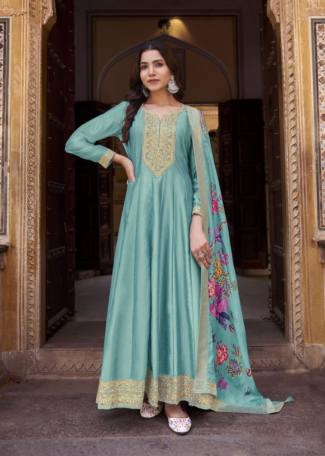 Vichitra Silk Anarkali for Women | Elegant & Traditional Ethnic Wear