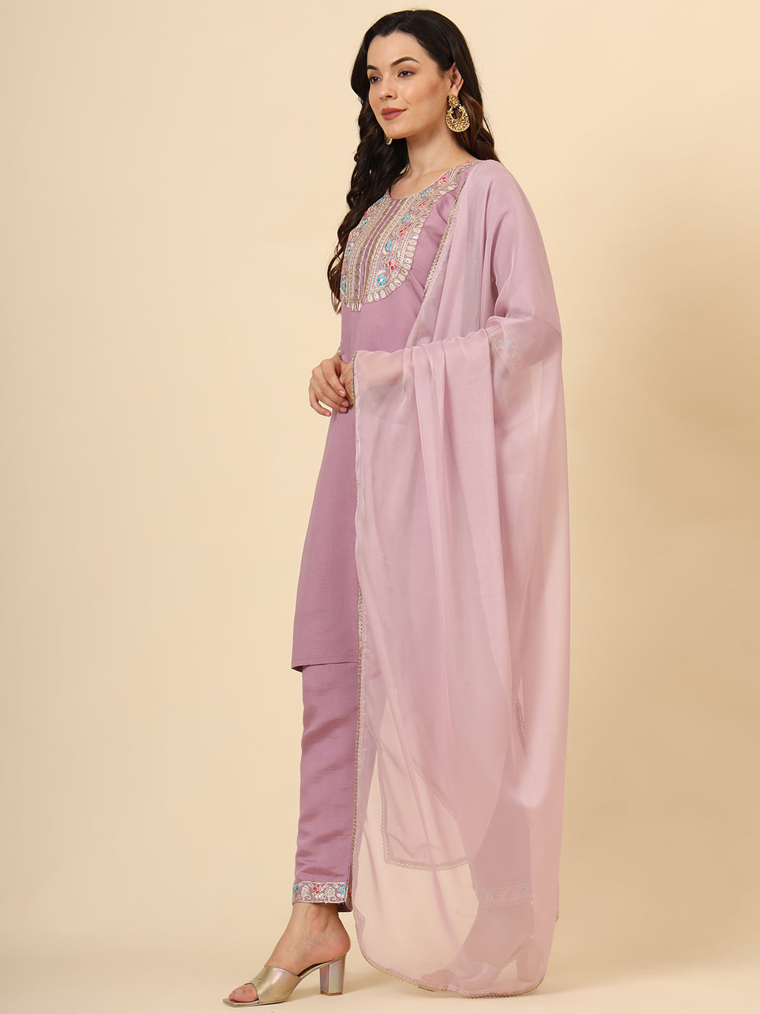 Elegant Silk Blend Salwar Kameez with Embellished Detailing | Perfect Ethnic Wear for Women