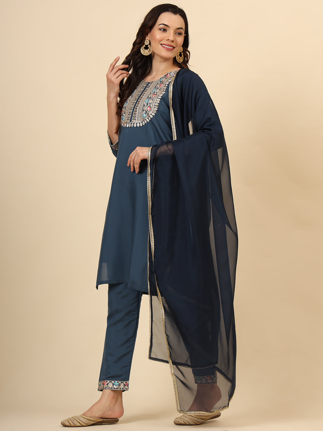 Elegant Silk Blend Salwar Kameez with Embellished Detailing | Perfect Ethnic Wear for Women