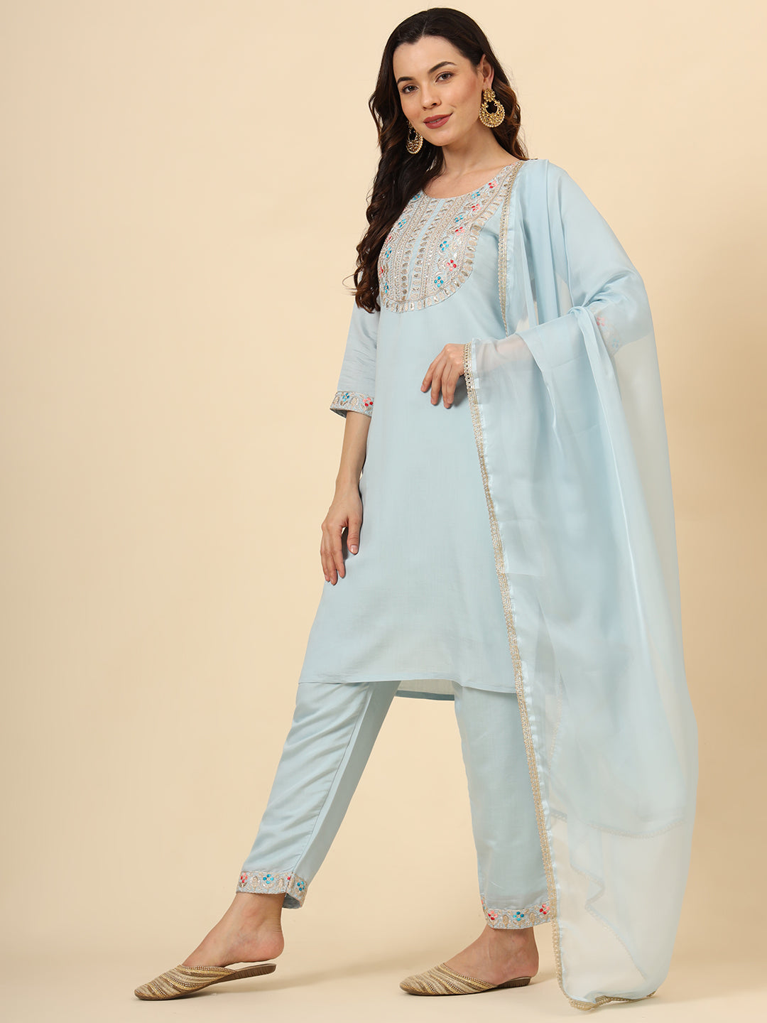 Elegant Silk Blend Salwar Kameez with Embellished Detailing | Perfect Ethnic Wear for Women