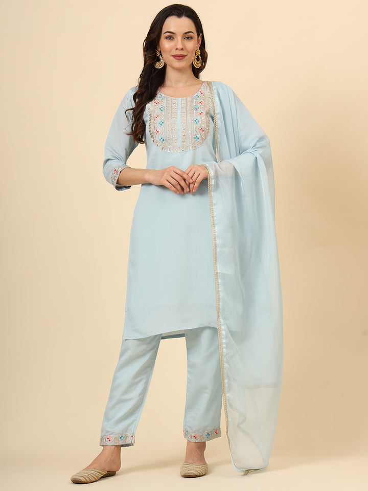 Elegant Silk Blend Salwar Kameez with Embellished Detailing | Perfect Ethnic Wear for Women