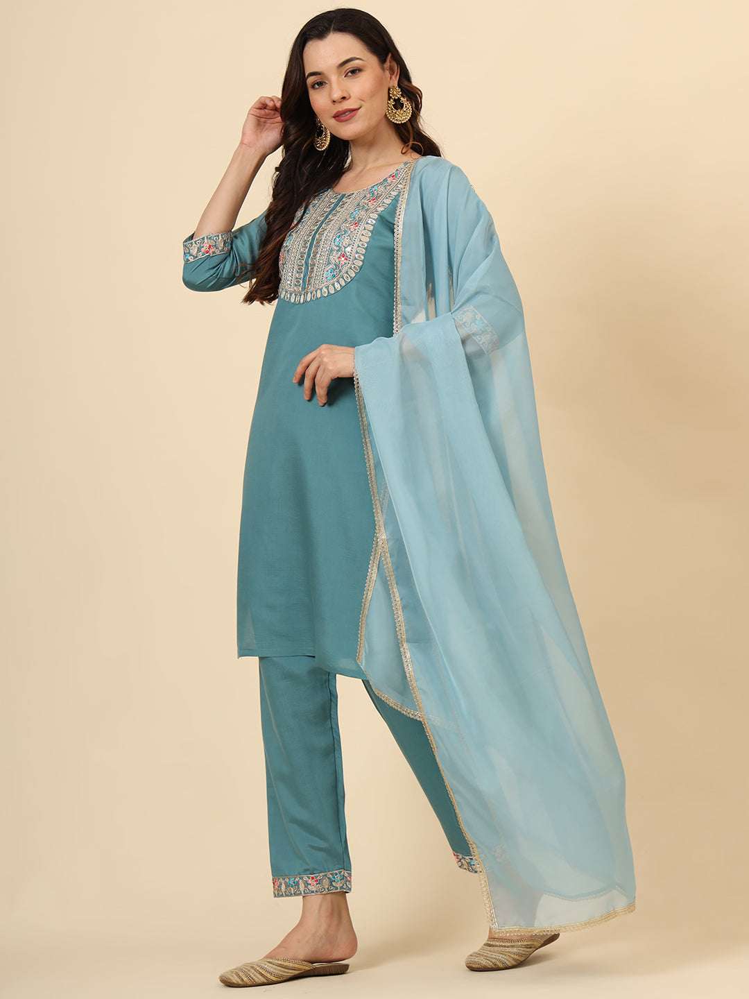 Elegant Silk Blend Salwar Kameez with Embellished Detailing | Perfect Ethnic Wear for Women