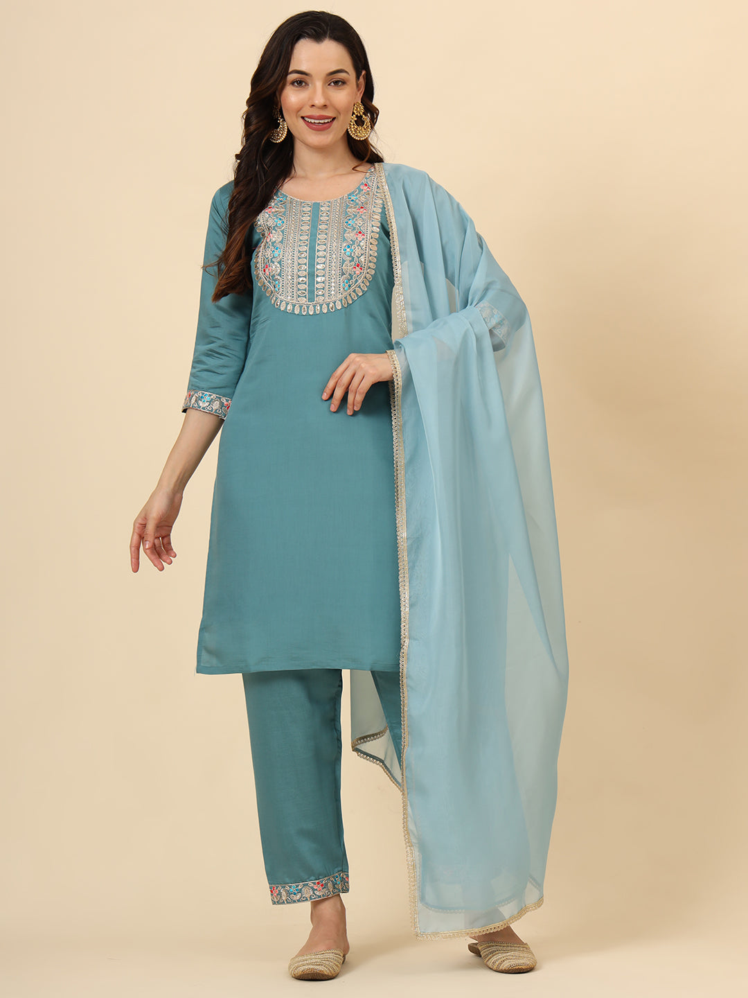 Elegant Silk Blend Salwar Kameez with Embellished Detailing | Perfect Ethnic Wear for Women