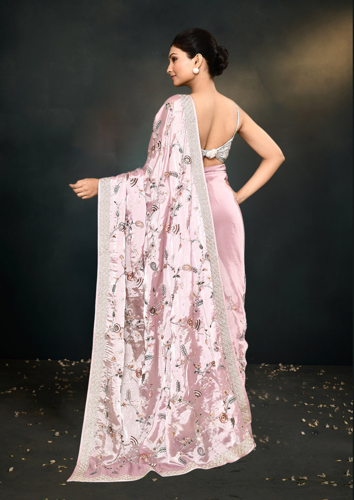 Elegant Satin Silk Saree with | A Graceful Addition to Your Wardrobe