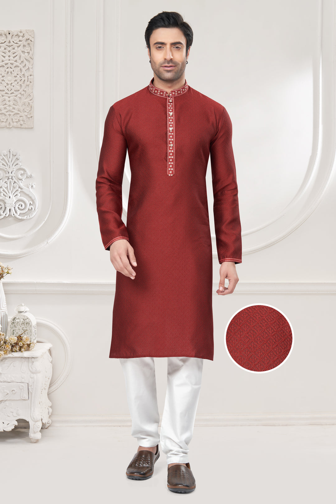 Designer Men's Kurta with Mirror Embroidery | Festive Kurta Traditional Kurta