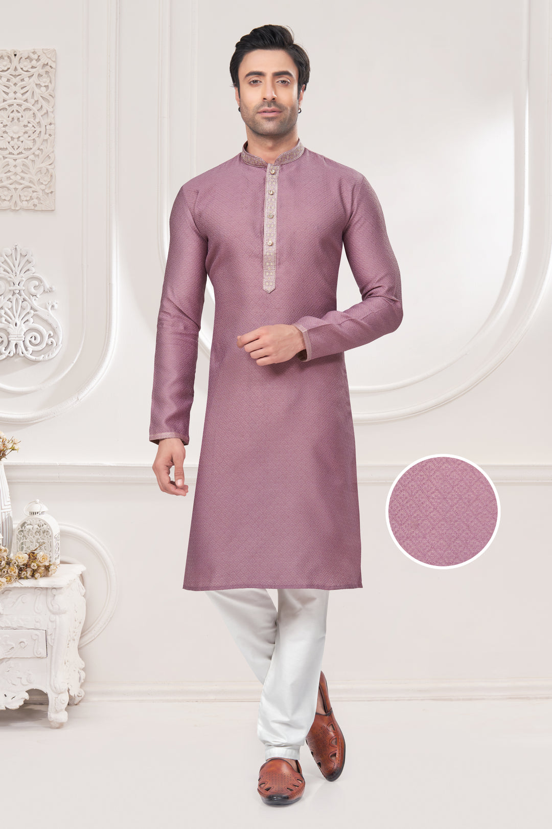 Designer Men's Kurta with Mirror Embroidery | Festive Kurta Traditional Kurta