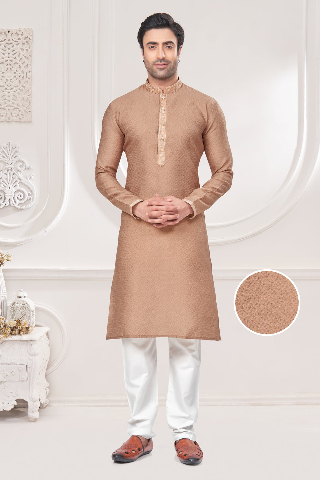 Designer Men's Kurta with Mirror Embroidery | Festive Kurta Traditional Kurta