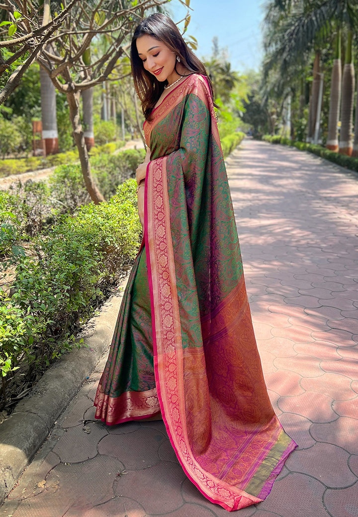 Designer Silk Saree with Kashmiri Jari Design |   for Party Wear