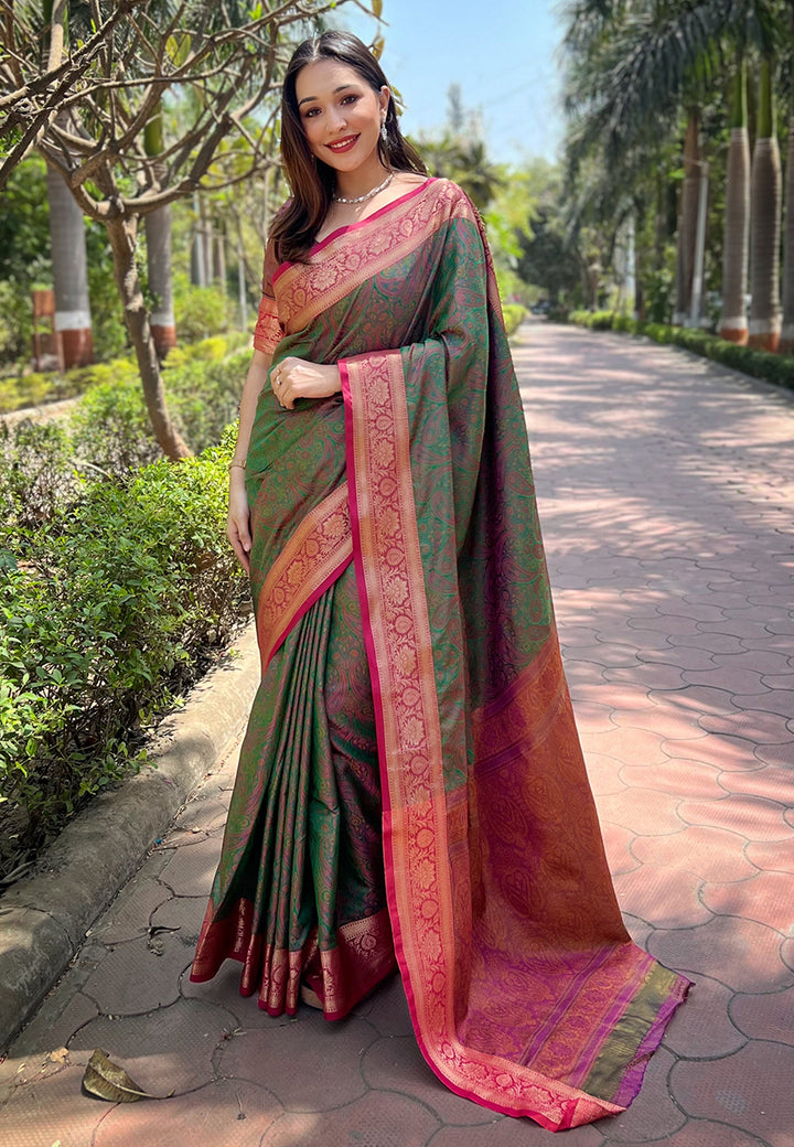 Designer Silk Saree with Kashmiri Jari Design |   for Party Wear