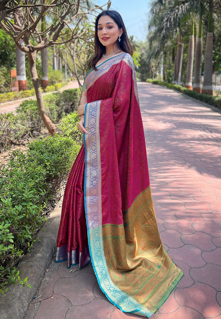 Designer Silk Saree with Kashmiri Jari Design |   for Party Wear